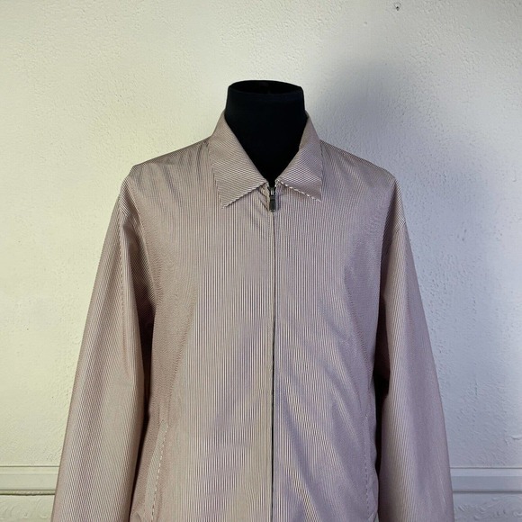Bobby Jones Windbreaker Jacket Mens XXL Red White Seersucker Stripe Zip - Picture 2 of 11